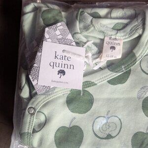 Kate Quinn long sleeve kimono bodysuit | loden apples | organic cotton interlock